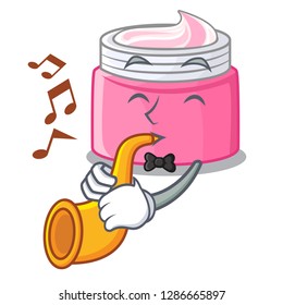 With trumpet face cream isolated with the mascot
