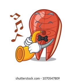 With trumpet fish slice mascot cartoon