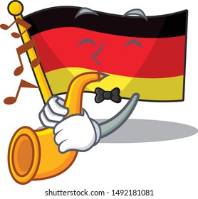 With trumpet flag germany cartoon formed with character