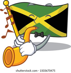 With trumpet flag jamaica character shaped on mascot