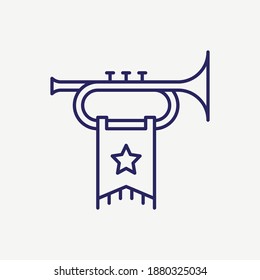 Trumpet Flag Outline Vector Icon