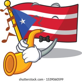 With trumpet flag puerto rico on a cartoon