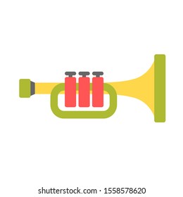 Trumpet flat design icon vector illustration.