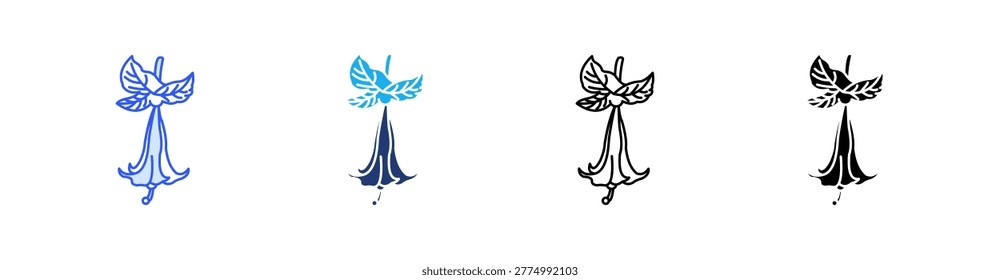 Trumpet Flower Multiple Style Icon Set Vector
