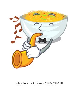 With trumpet Fried noodles served on cartoon pan