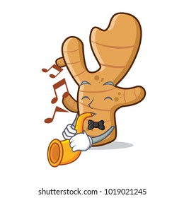 With trumpet ginger mascot cartoon style