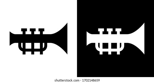 Trumpet. Glyph Icon in White and Black Version.