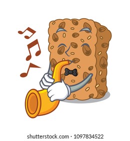With trumpet granola bar mascot cartoon