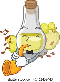 With trumpet grape seed oil the mascot shape