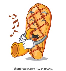 With trumpet grilled chicken with mix salad cartoon