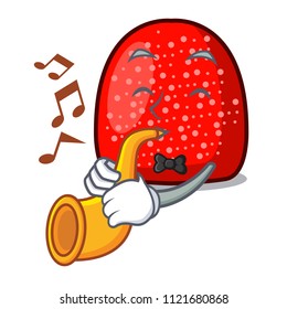 With trumpet gumdrop mascot cartoon style