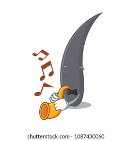 With trumpet hair mascot cartoon style