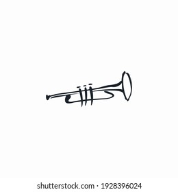 trumpet hand draw abstract logo design vector