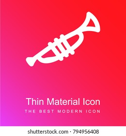 Trumpet hand drawn musical instrument red and pink gradient material white icon minimal design