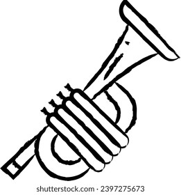 Trumpet hand drawn vector illustration