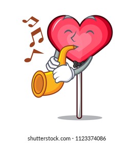 With trumpet heart lollipop mascot cartoon