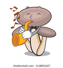 With trumpet honey agaric mushroom mascot cartoon