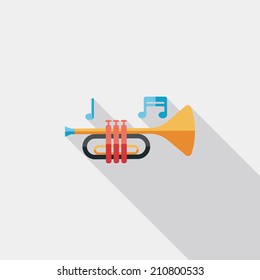 trumpet or horn flat icon with long shadow,eps10