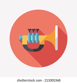 trumpet or horn flat icon with long shadow,eps10