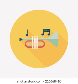 trumpet or horn flat icon with long shadow,eps10