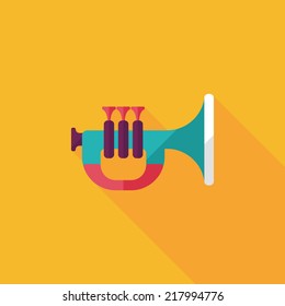 trumpet or horn flat icon with long shadow,eps10