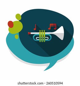 trumpet or horn flat icon with long shadow,eps10