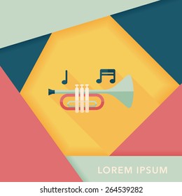 trumpet or horn flat icon with long shadow,eps10