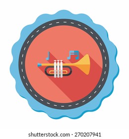 trumpet or horn flat icon with long shadow,eps10