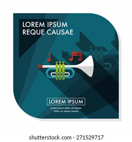 trumpet or horn flat icon with long shadow,eps10