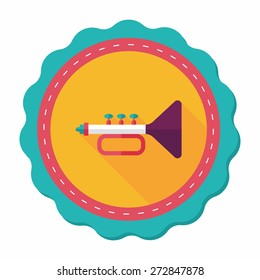 trumpet or horn flat icon with long shadow,eps10