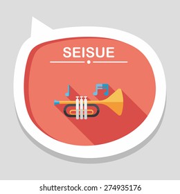 trumpet or horn flat icon with long shadow,eps10