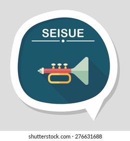 trumpet or horn flat icon with long shadow,eps10
