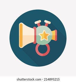 trumpet or horn toy flat icon with long shadow,eps10