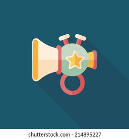 trumpet or horn toy flat icon with long shadow,eps10