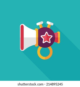 trumpet or horn toy flat icon with long shadow,eps10