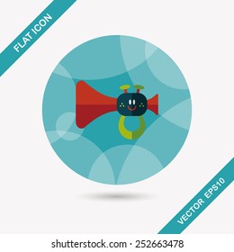 trumpet or horn toy flat icon with long shadow,eps10