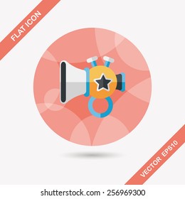 trumpet or horn toy flat icon with long shadow,eps10