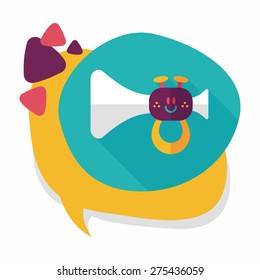 trumpet or horn toy flat icon with long shadow,eps10