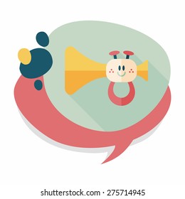 trumpet or horn toy flat icon with long shadow, eps10
