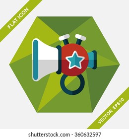 trumpet or horn toy flat icon with long shadow,eps10