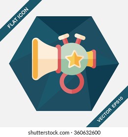 trumpet or horn toy flat icon with long shadow,eps10