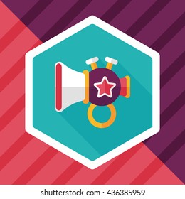 trumpet or horn toy flat icon with long shadow,eps10