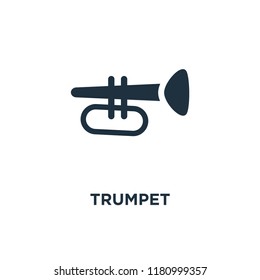 Trumpet icon. Black filled vector illustration. Trumpet symbol on white background. Can be used in web and mobile.