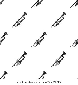 Trumpet icon in black style isolated on white background. Musical instruments pattern stock vector illustration