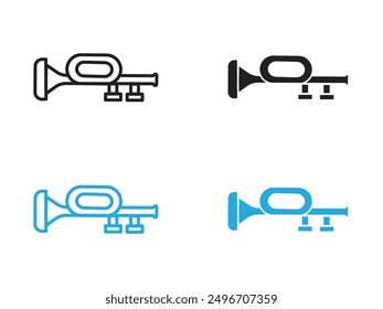 Trumpet icon black and white vector outline sign