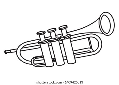 trumpet icon cartoon isolated black and white vector illustration graphic design