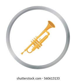 Trumpet icon in cartoon style isolated on white background. Musical instruments symbol stock vector illustration