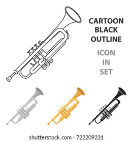 Trumpet icon in cartoon style isolated on white background. Musical instruments symbol stock vector illustration