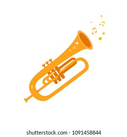 Trumpet icon flat illustration. Vector Music instrument