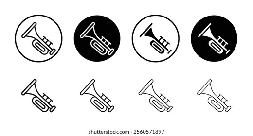 Trumpet icon Flat outline fill set collection